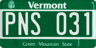 VT license plate PNS031