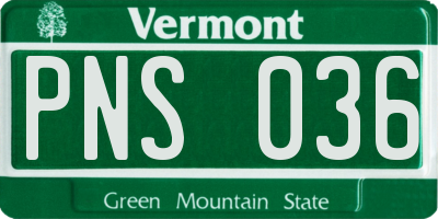 VT license plate PNS036