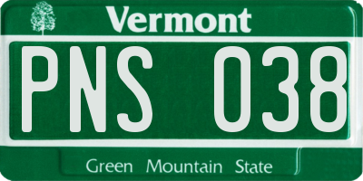 VT license plate PNS038
