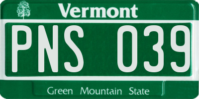 VT license plate PNS039