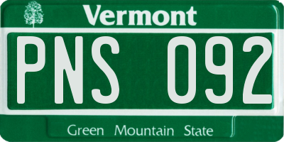 VT license plate PNS092
