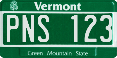 VT license plate PNS123