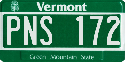 VT license plate PNS172