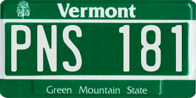 VT license plate PNS181