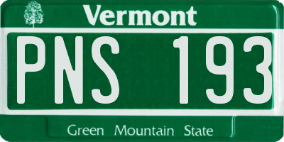 VT license plate PNS193