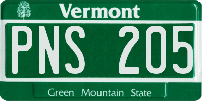 VT license plate PNS205