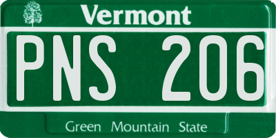 VT license plate PNS206