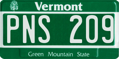VT license plate PNS209