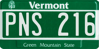 VT license plate PNS216