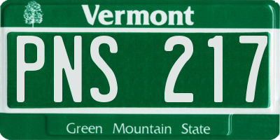 VT license plate PNS217