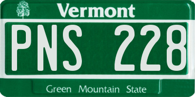 VT license plate PNS228