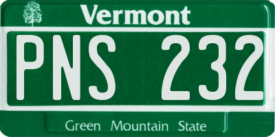 VT license plate PNS232