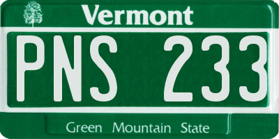 VT license plate PNS233