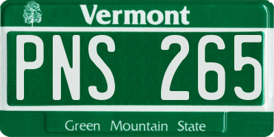 VT license plate PNS265