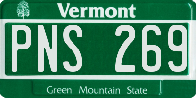 VT license plate PNS269