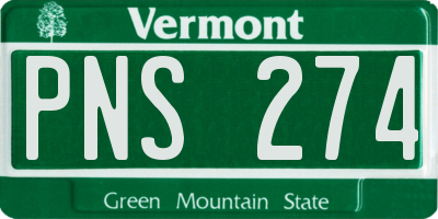 VT license plate PNS274