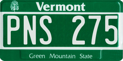 VT license plate PNS275