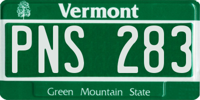 VT license plate PNS283