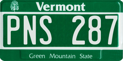 VT license plate PNS287