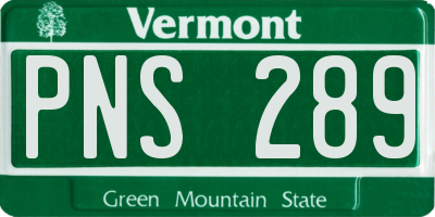 VT license plate PNS289