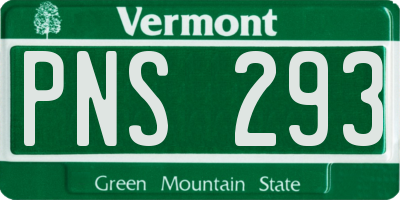 VT license plate PNS293