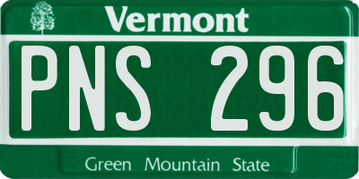 VT license plate PNS296