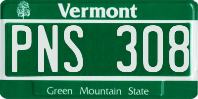 VT license plate PNS308