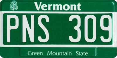 VT license plate PNS309