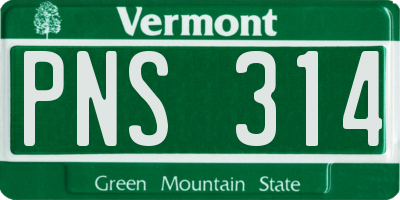 VT license plate PNS314