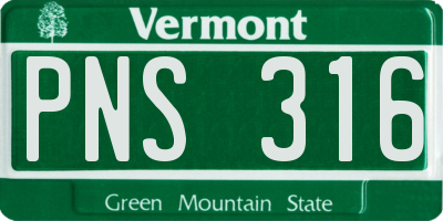 VT license plate PNS316