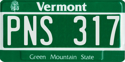 VT license plate PNS317