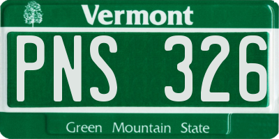 VT license plate PNS326