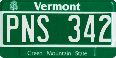 VT license plate PNS342