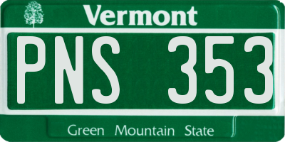 VT license plate PNS353