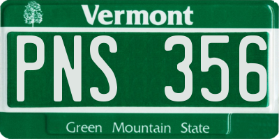 VT license plate PNS356