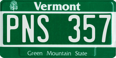 VT license plate PNS357
