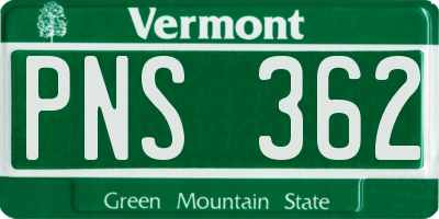 VT license plate PNS362