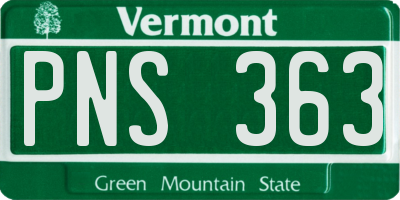 VT license plate PNS363