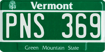 VT license plate PNS369