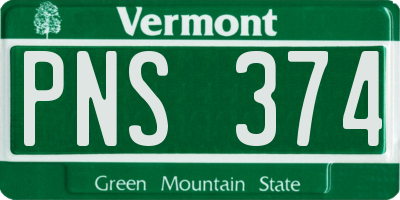 VT license plate PNS374