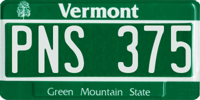 VT license plate PNS375