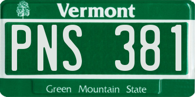 VT license plate PNS381