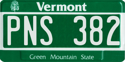 VT license plate PNS382