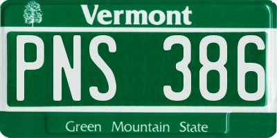 VT license plate PNS386