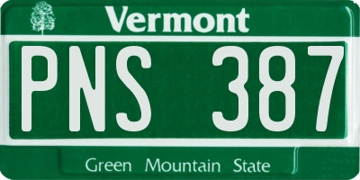 VT license plate PNS387