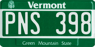 VT license plate PNS398