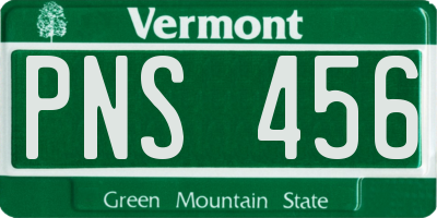 VT license plate PNS456