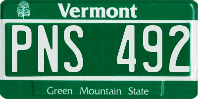 VT license plate PNS492