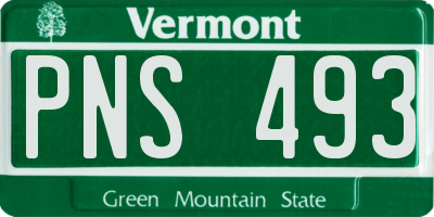 VT license plate PNS493