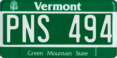 VT license plate PNS494